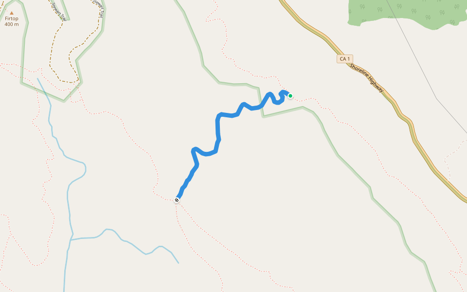 Bolema Trail walking route map in Bolinas