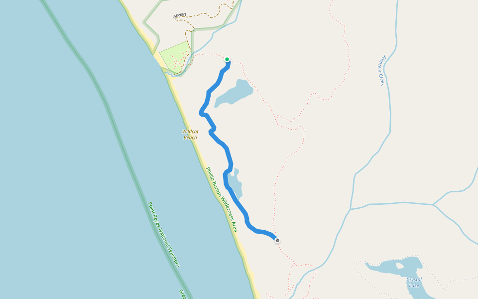 Ocean Lake Loop walking route map in Bolinas
