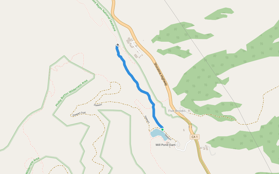 Rift Zone Trail walking route map in Olema