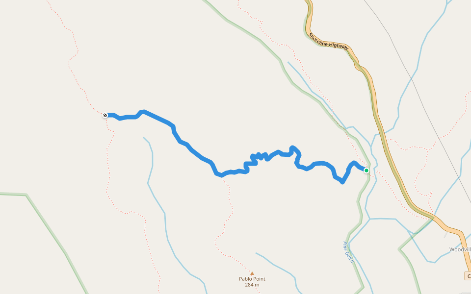 Teixeira Trail walking route map in Bolinas