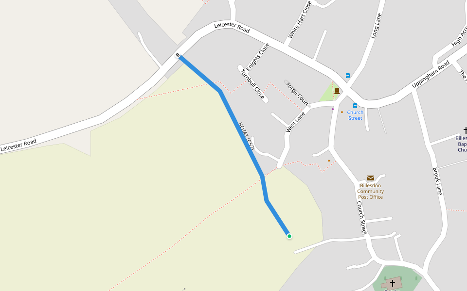 BOTAT (C57) walking route map in Billesdon