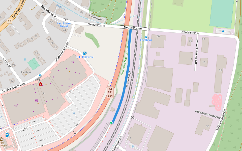 Bruderhalde walking route map in Schaffhausen