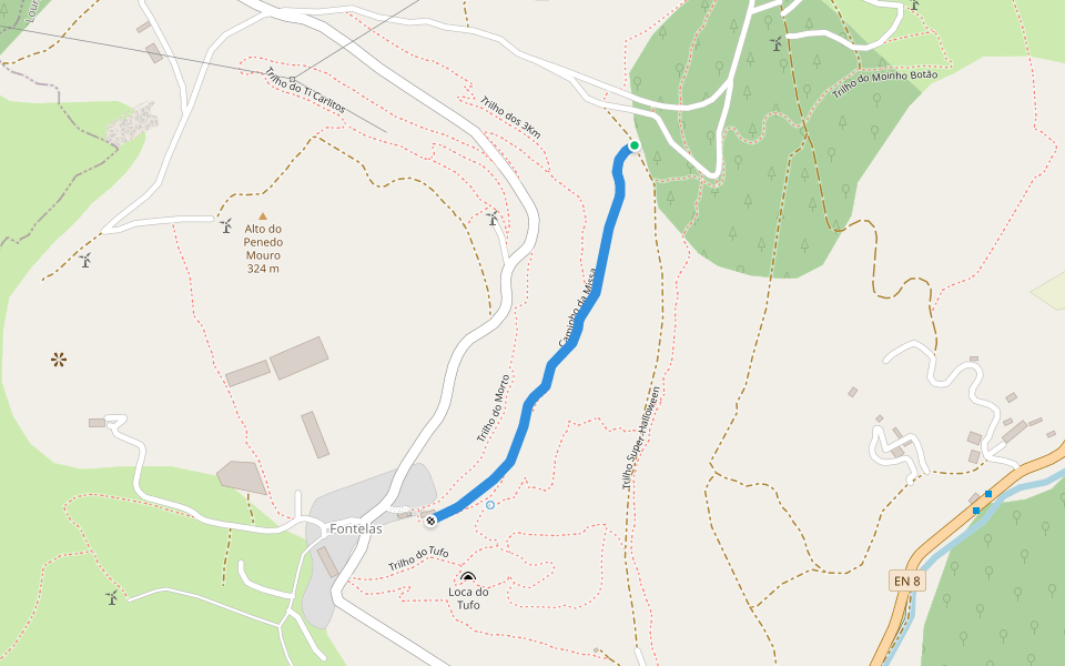 Caminho da Missa walking route map in Lousa