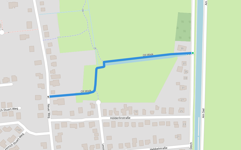 Oll Wiek walking route map in Rhauderfehn