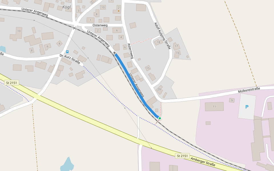 Unterer Angerweg walking route map in Schwarzenfeld