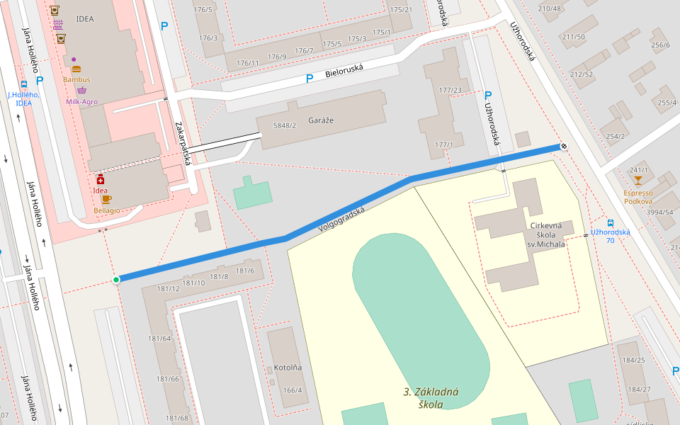 Volgogradská walking route map in Michalovce