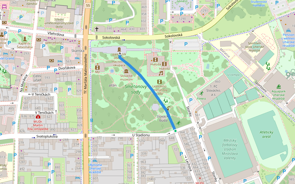 Rostislavova walking route map in Uherské Hradiště