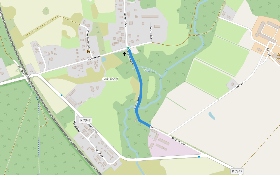 Weidenweg walking route map in Angermünde
