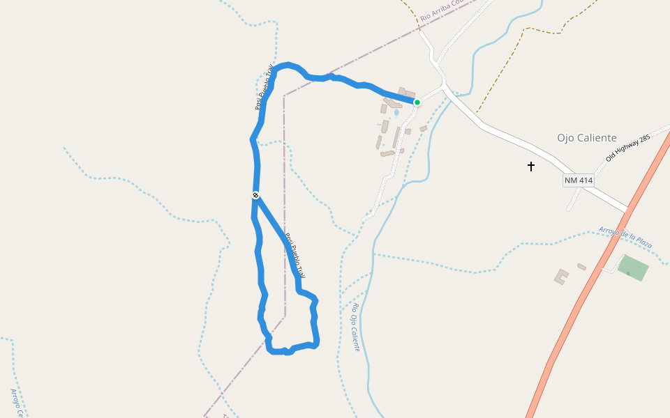 Posi Pueblo Trail walking route map in Ojo Caliente