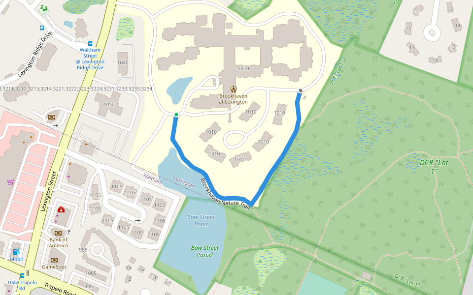 Brookhaven Nature Trail walking route map in Lexington