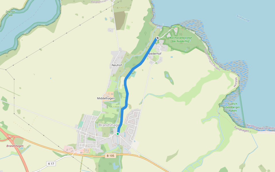 Alter Niederhöfer Weg walking route map in Sundhagen
