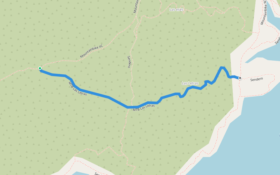 MTB Las Letras walking route map in La Quebrada