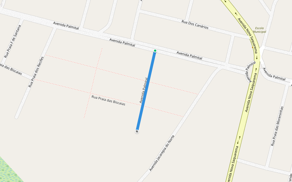 Avenida Palmital walking route map in Saquarema
