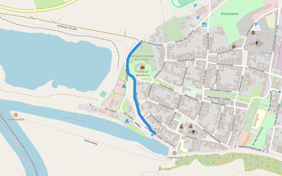 Wärmpulle walking route map in Mühlberg/Elbe