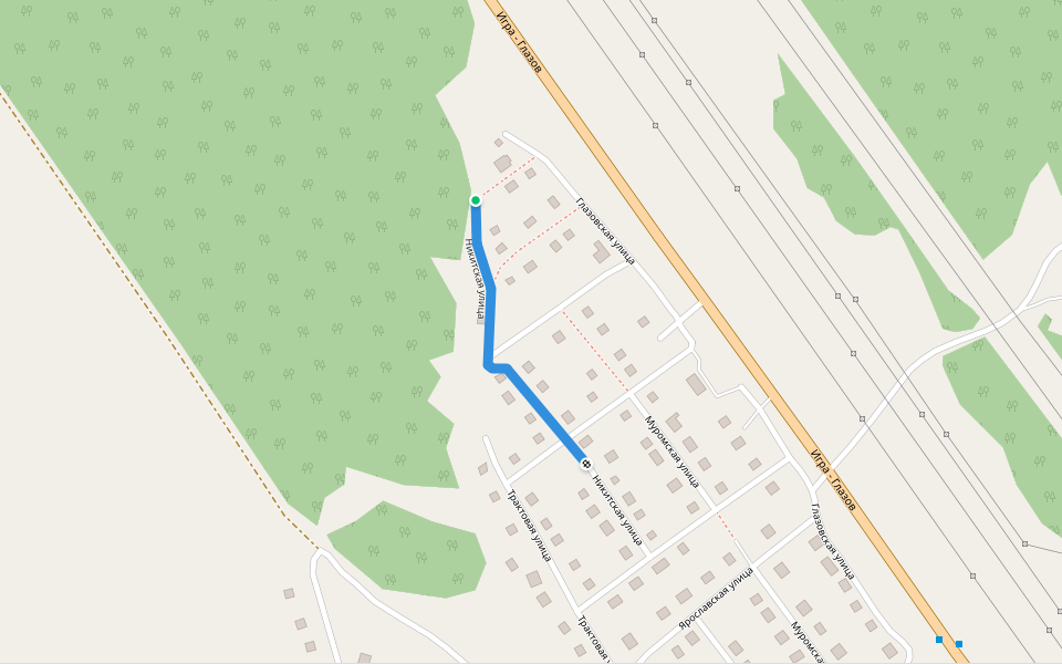 Никитская улица walking route map in Igra