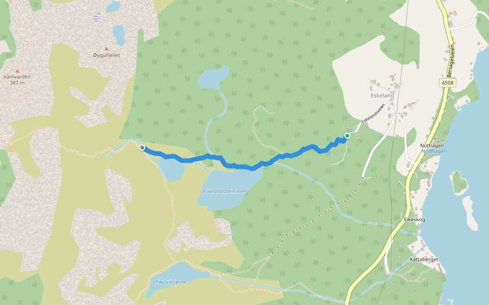 Eskelandsstien walking route map in Ims