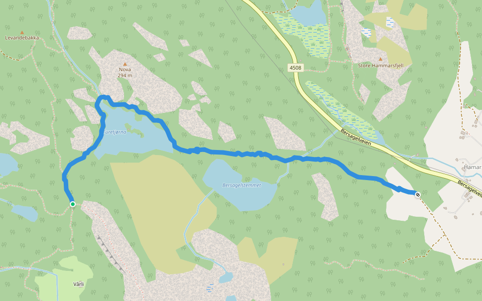 Furetjørnstien walking route map in Hamar
