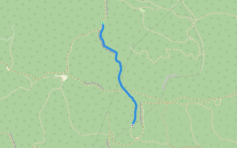 Chemin des Plaines de Sabran walking route map in Saint-Victor-la-Coste