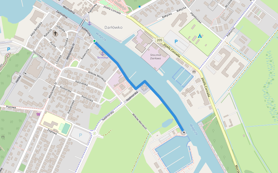 Nabrzeże Słupskie walking route map in Darłowo