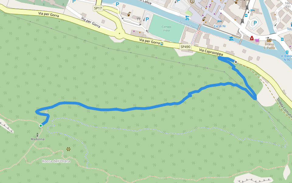Caprazoppa walking route map in Finale Ligure