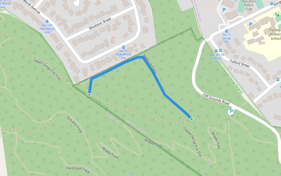 Hopbush Track walking route map in Trevallyn