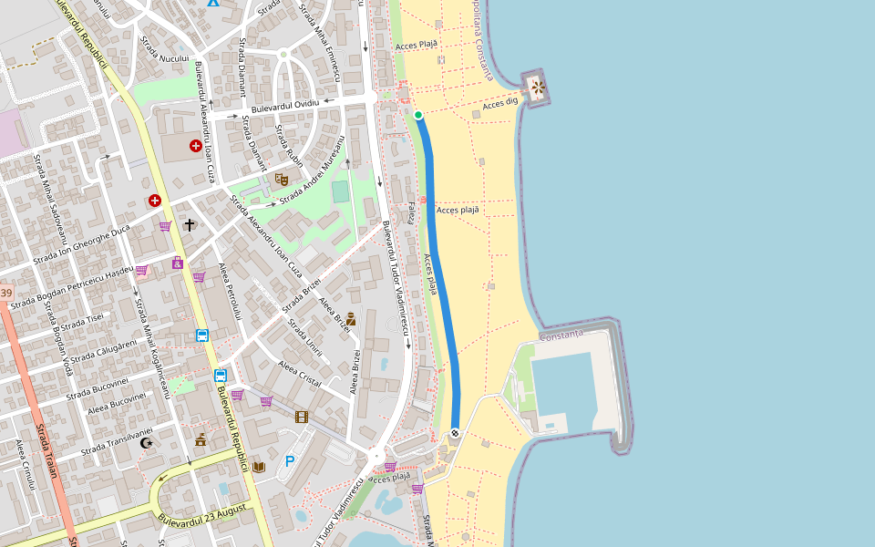 Acces plaja walking route map in Eforie Nord