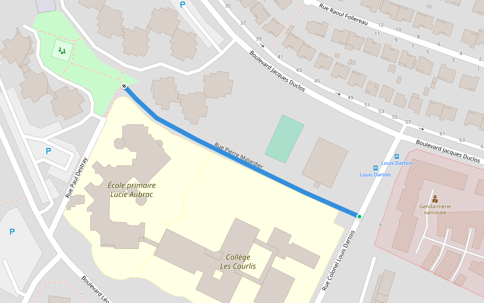 Rue Pierre Malardier walking route map in Nevers