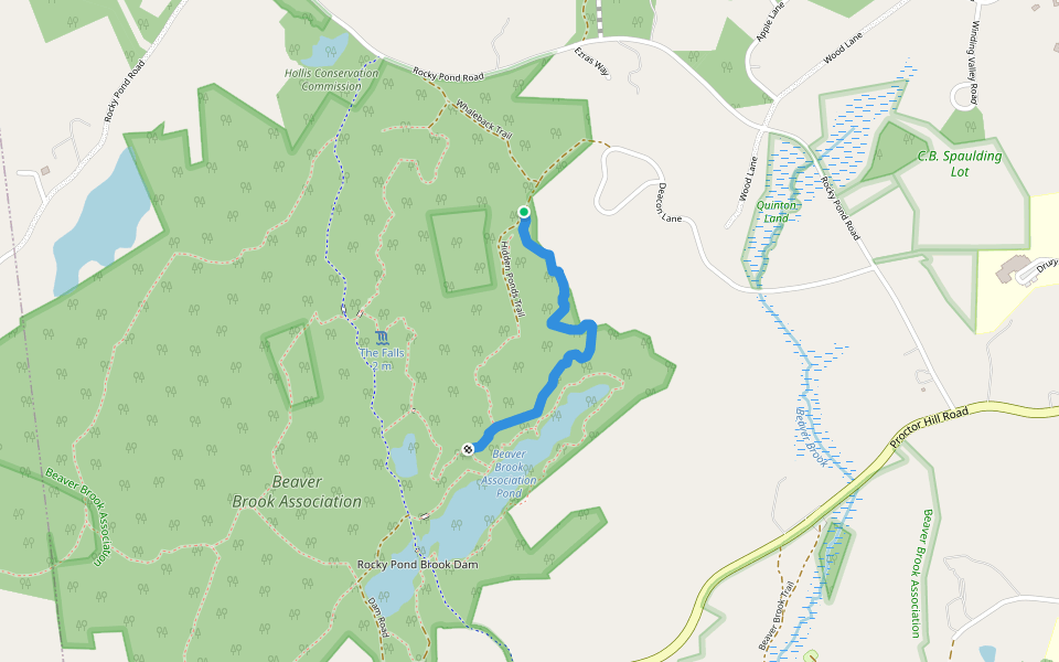 Hatfield Trail East walking route map in Hollis