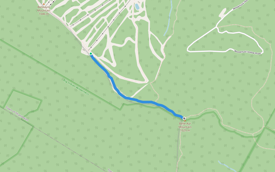 Belleayre Ridge walking route map in Big Indian