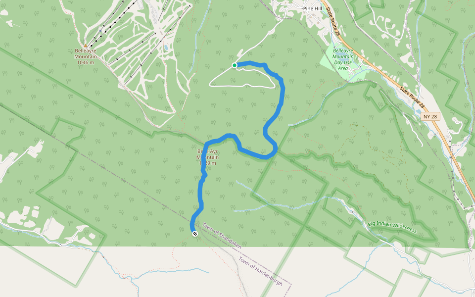 Pine Hill - West Branch Trail (Blue) walking route map in Big Indian