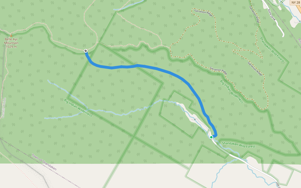 Lost Clove (Red) walking route map in Big Indian