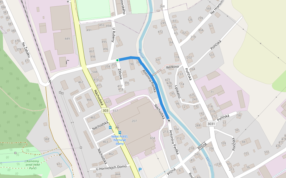 Antonína Pavlíka walking route map in Velké Poříčí