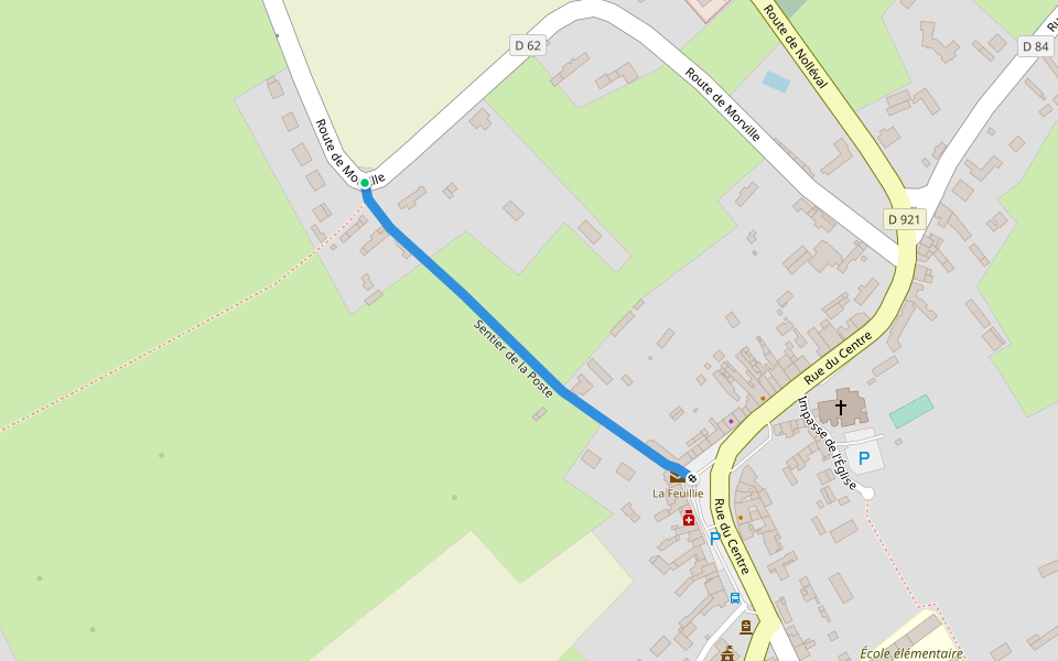 Sentier de la Poste walking route map in La Feuillie