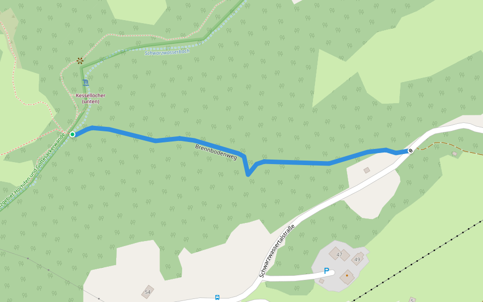 Brennbodenweg walking route map in Hirschegg