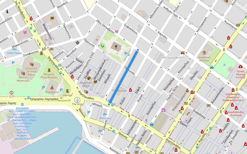 Σόλωνος walking route map in Volos