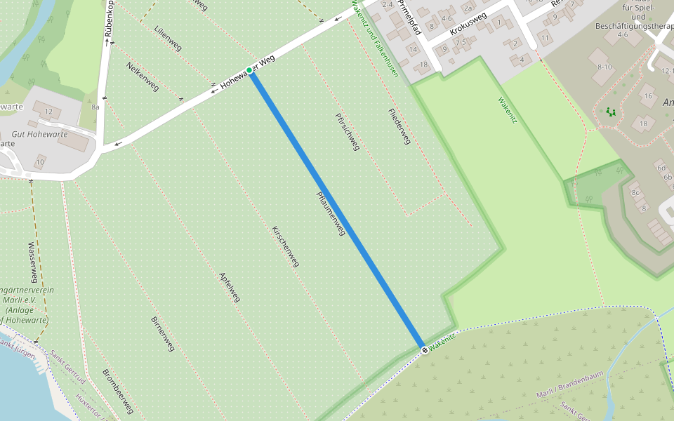 Pflaumenweg walking route map in Lübeck