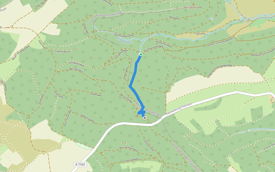 Brünnlestellenweg walking route map in Burladingen