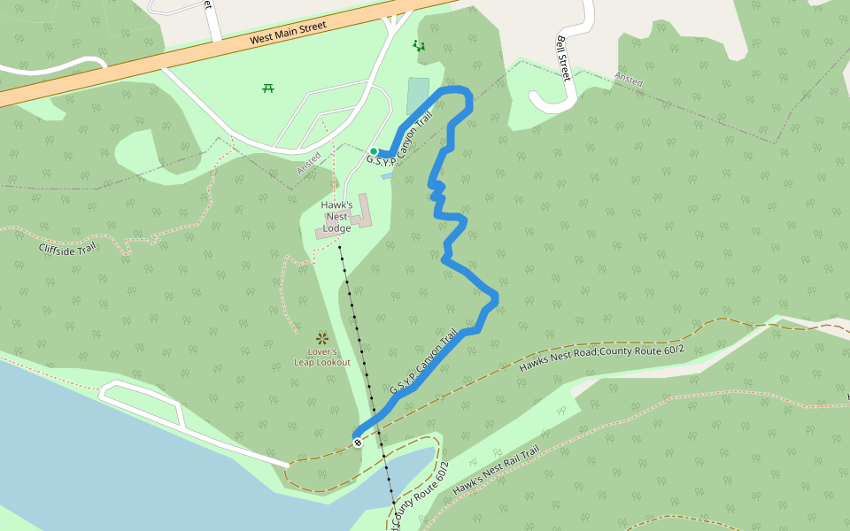 G.S.Y.P. Canyon Trail walking route map in Ansted