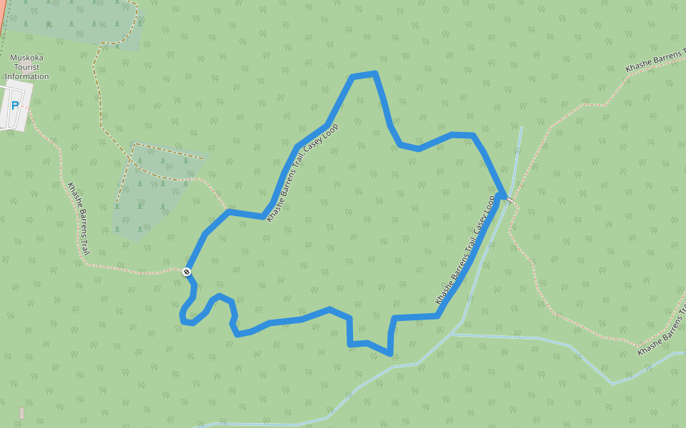 Khashe Barrens Trail, Casey Loop walking route map in Severn Bridge
