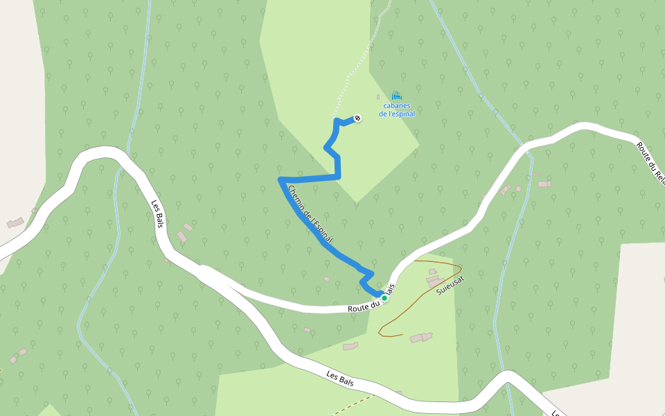 Chemin de l'Espinal walking route map in Saurat