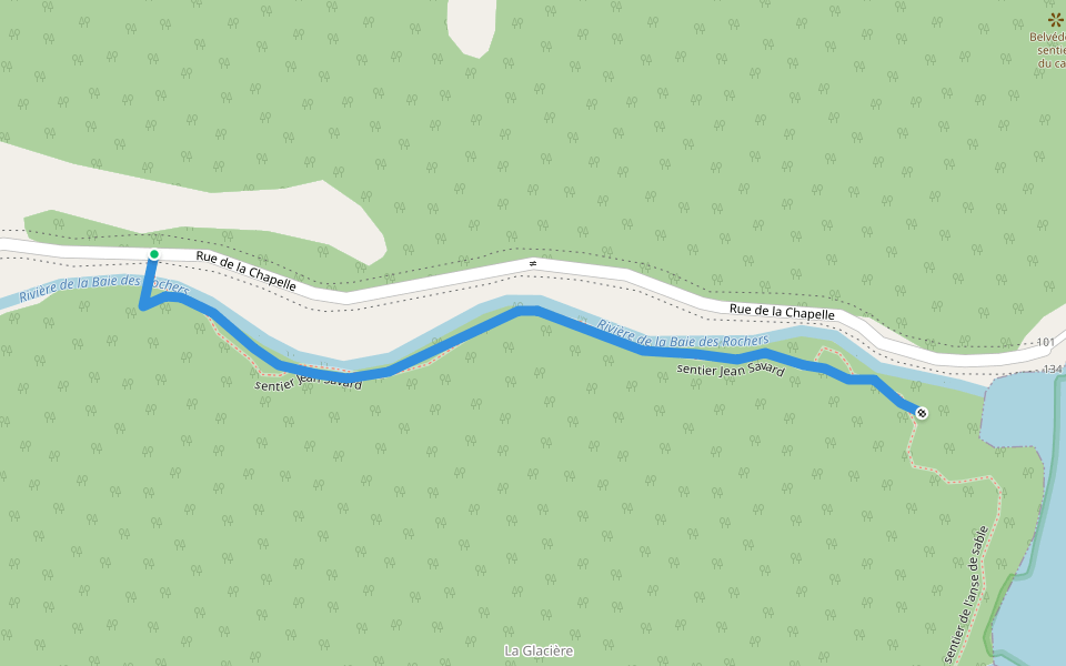 sentier Jean Savard walking route map in Saint-Siméon