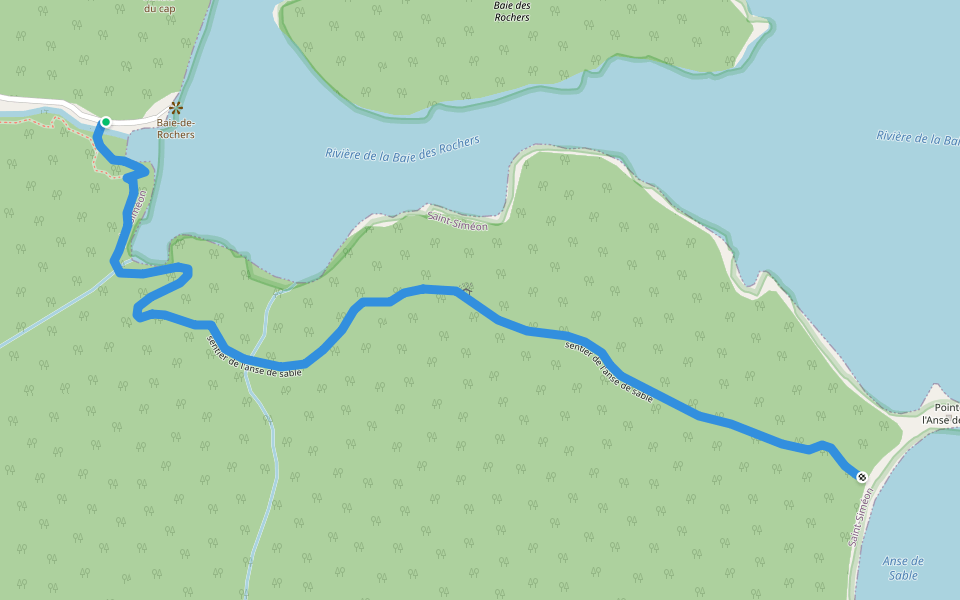 sentier de l'anse de sable walking route map in Saint-Siméon