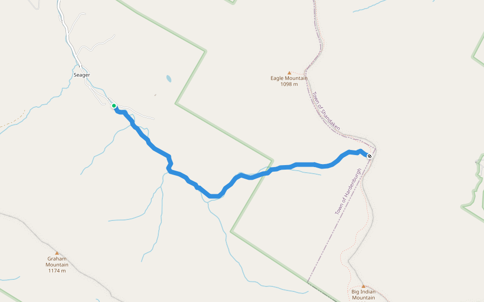 Seager - Big indian Trail (Yellow) walking route map in Arkville