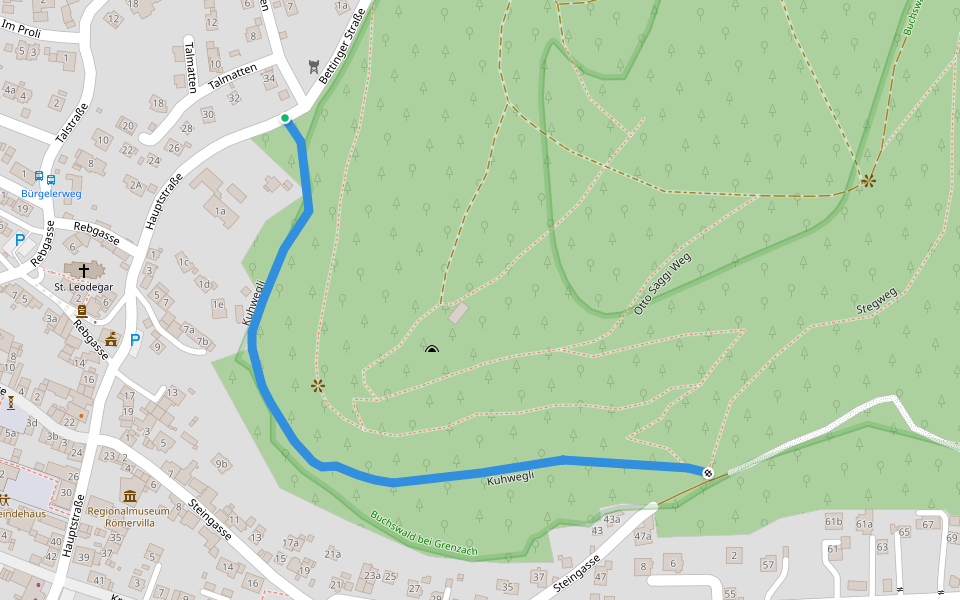 Kuhwegli walking route map in Grenzach-Wyhlen