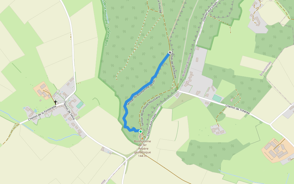 Sentier du Bonhomme de Fer walking route map in Braine-le-Comte