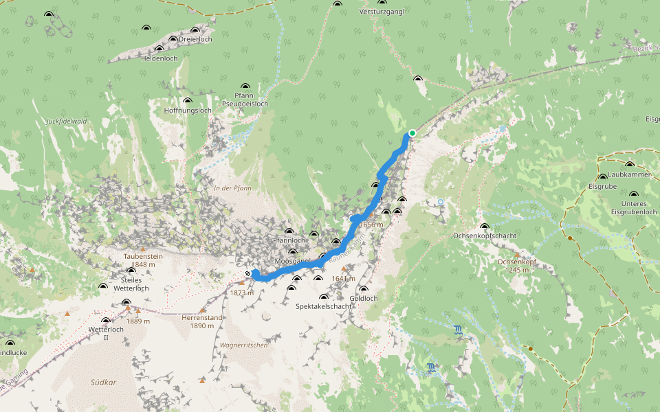 Rauher Kamm walking route map in Puchenstuben
