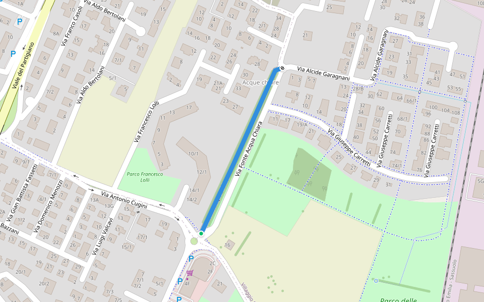 Via Fonte Acqua Chiara walking route map in Reggio Emilia