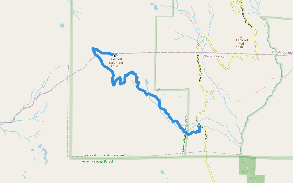 Brokeoff Mountain Trail walking route map in Mineral