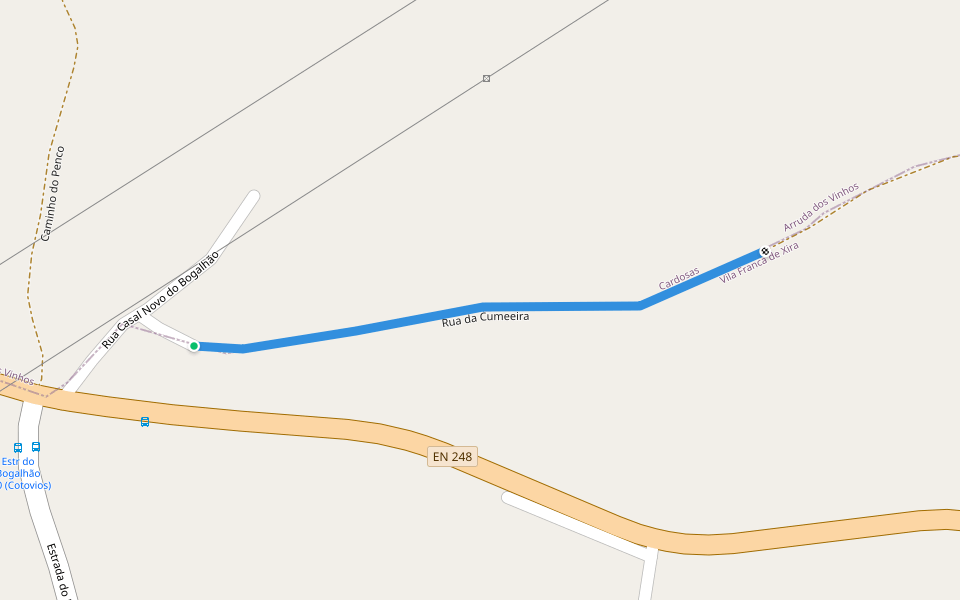 Rua da Cumeeira walking route map in São João dos Montes