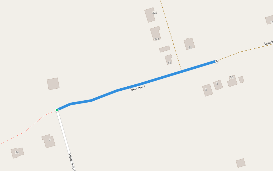 Świerkowa walking route map in Konopiska